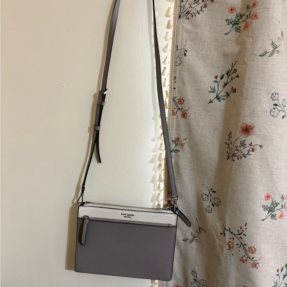 kate spade Two-Tone Gray and White Leather Crossbody